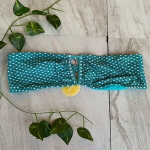 Tex Strapless Swimsuit Top Italian 42 US SMALL Blue Turquoise Y2k Cut Out